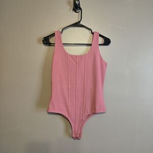 Blue Rain Rose Pink Scoop Neck Bodysuit